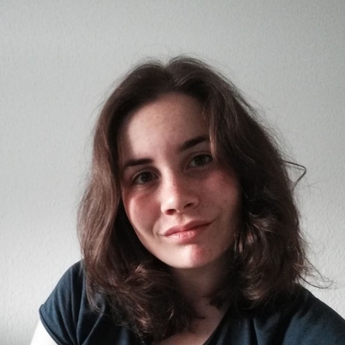 Ein Bild von mir. Ich habe braune, mittellange Haare, trage ein dunkelblaues Shirt und lächle direkt in die Kamera. Den Kopf halte ich leicht schräg.